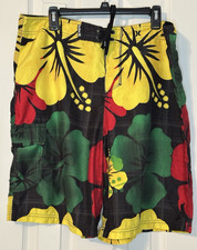 Hurley Men s Red Green Yellow Floral Board Shorts Size 38 x 10" Inseam