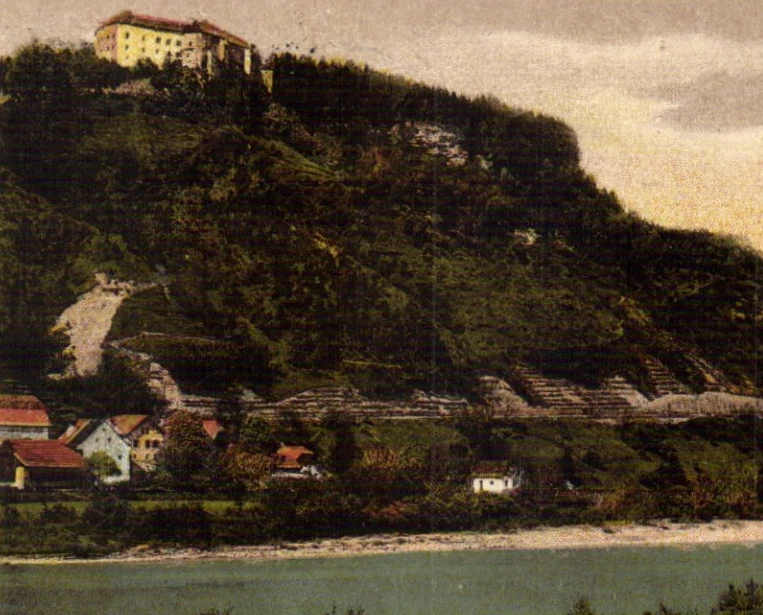 AK 1920 -KARAWANKENBAHN- HOLLENBURG- Bahnlinie +ehemalige Holzbrücke- Maria RAIN - Bild 1 von 3
