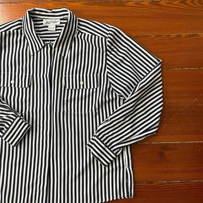 Vintage Yves St. Clair Stripe Button Up Top Sz 12    Beetlejuice David Rose