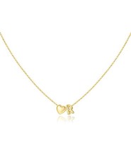 14K Gold-Plated Heart Initial R Necklace for Teen Girls, Adjustable 16-18in