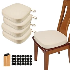  Thickened 2.5" Dining Chair Cushions Set of U-Shape High Density Foam 4 Beige