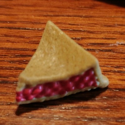 Shopkins Cherry Pie Slice Figurine Matte Plastic Brown/Red/White 1in Small