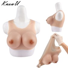 Round Neck Short Silicone Breast Forms Fake Boobs For Crossdresser Transgender