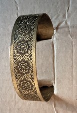 Armreif Fein Verziert Goldfarben Messing Armband Alt Vintage 