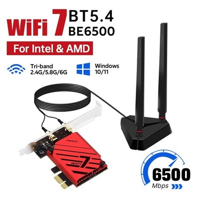 FENVI BE6500 WiFi 7 PCIe Card MT7925 6.5Gbps Tri-Band BT5.4 Desktop MLO Gaming
