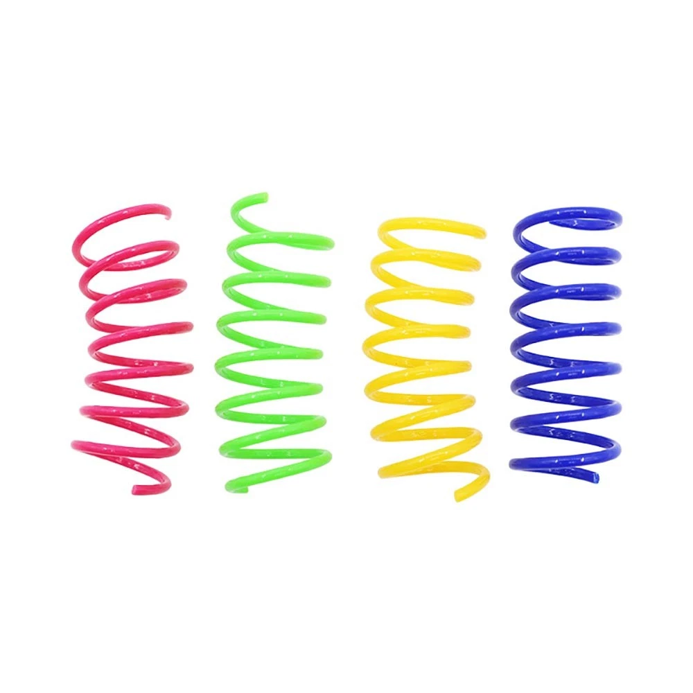 Interactive Cat Spring Toys Set Colorful Plastic Coils for Indoor Cat Playtime