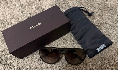 Prada SPR 13V Cinema Sunglasses Silver Logo Black