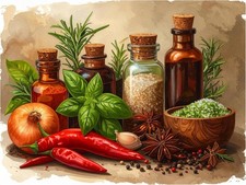 Tile Mural Rustic Style Spices and Herbs Still Life Kitchen Wall Art Backsplash