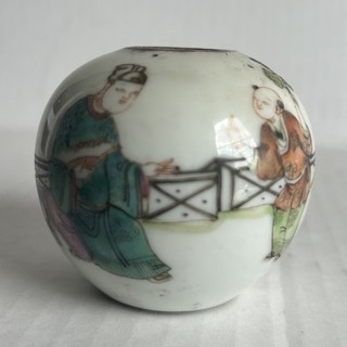 Antique Chinese Qing Dynasty Porcelain Brush Washer 2 X 2 1/4 Inches