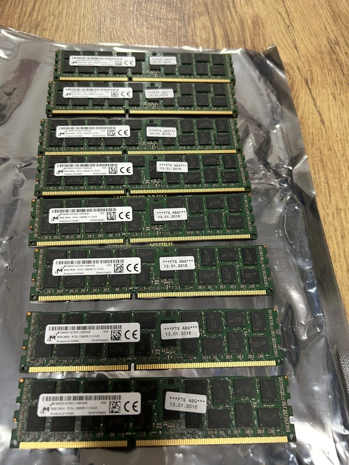 Micron Mt36jsf1g72pz-1g6k1he 8gb Pc3-12800r ECC Cl11 Server RAM