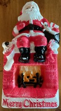 Vintage Dapol Blow Mold Santa Fireplace Mantle 898B USA UL Listed Christmas