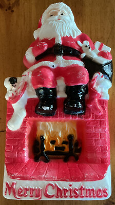 Vintage Dapol Blow Mold Santa Fireplace Mantle 898B USA UL Listed Christmas