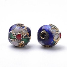 Handmade Cloisonne Beads Round 8mm -0.5 1mm hole:2mm. 10 pcs