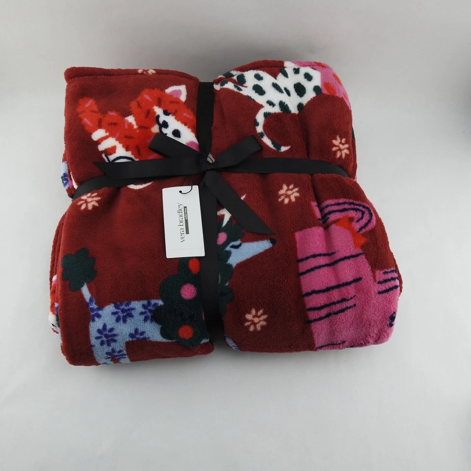 Nuevo VERA BRADLEY Manta de Tiro Perro de Vacaciones 80X50 Regalo de Navidad Bolso Conjunto Foto 2 de 4