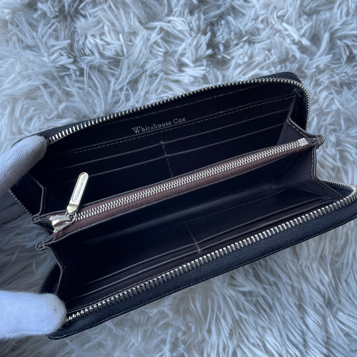 Whitehouse cox Zip round purse wallet Black × Brawn | eBay Whitehouse cox Zip round purse wallet Black × Brawn | eBay