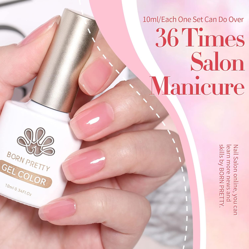 Jelly Gel Nail Polish Set Sheer Jelly Nude Pink Gel Polish Crystal Transparent G - Picture 7 of 12