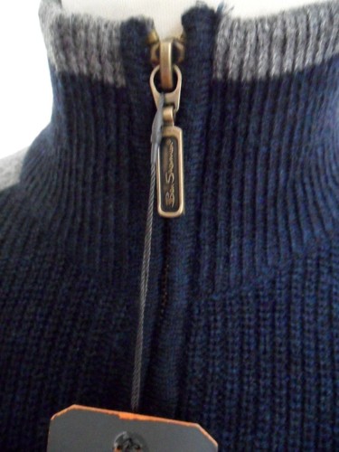 Half Zip Wool Blend Navy Jumper Size 