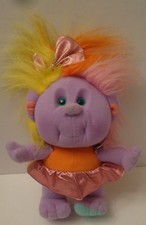 1989 Playskool Hobnobbins Cousin Flashy Plush Doll Troll Purple Face Wild Hair