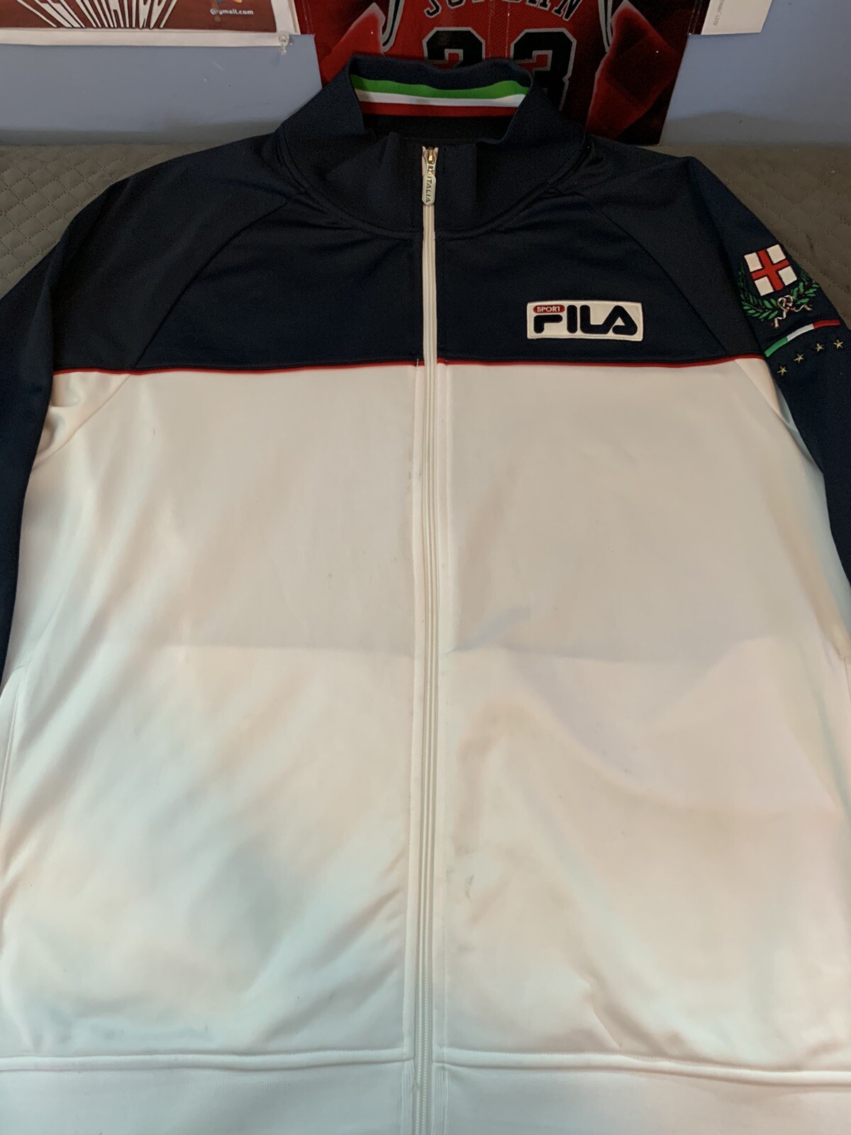 Giacca da pista Fila uomo Italia full zip taglia XXL rosso bianco navy calcio