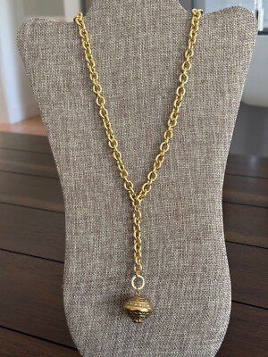 Karine Sultan Women's Jewelry Gold-Tone Thick Chain Ball Pendant Y-Link Necklace