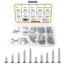 VKKM Stainless Steel Self-Tapping Wood Screw Assortment Kit, Self-Drilling Set