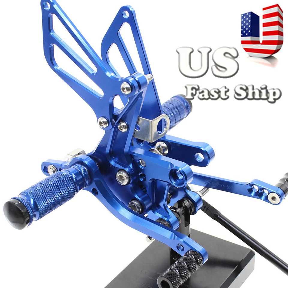 Pedais traseiros EUA Foot Pegs ajuste SUZUKI GSXR1000 2000 2001 2002 2003 2004 azul - Imagem 2 de 4