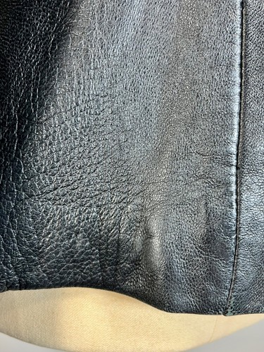 Giacca vintage anni 90 pelle nera JONES NEW YORK zip davanti con cuciture su misura Sm - Foto 13 di 16