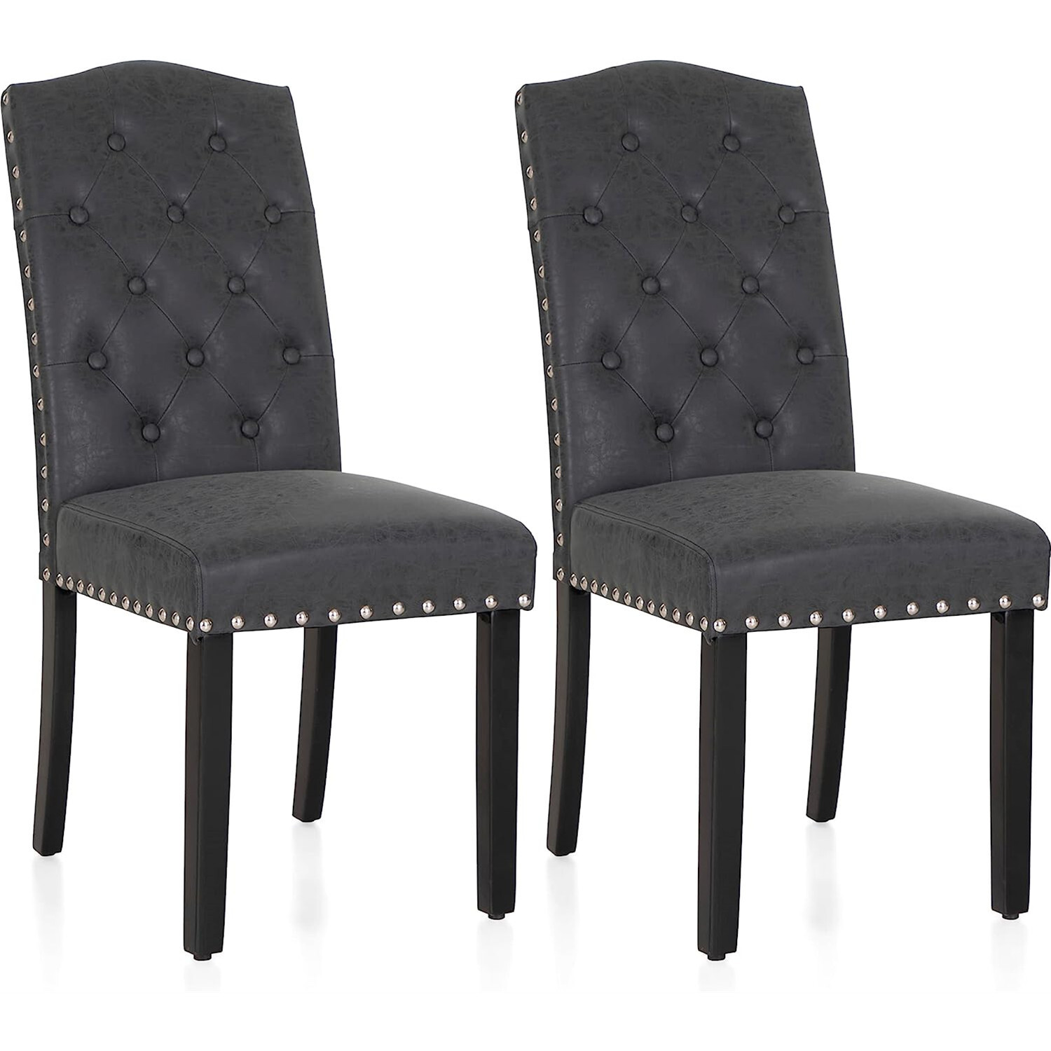 Faux Leather Kitchen Dining Chairs Set of 2 Upholstered Padded Dining
