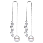 Women Long Drop Earrings 925 Silver Stud Stars Fashion Jewelry Drop Earrings