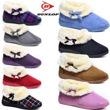 Ladies Dunlop Slippers Women Winter Warm Fur Wide Fit Ankle Boots Bootie Shoes