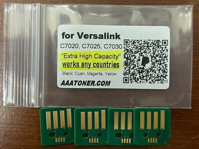 4 x EXTRA HY Toner Chip for Xerox VersaLink C7020, C7025, C7030 Refill