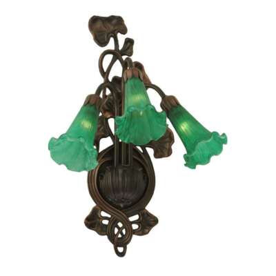 Meyda Lighting 10.5'W Green Pond Lily 3 Lt Wall Sconce - 17537