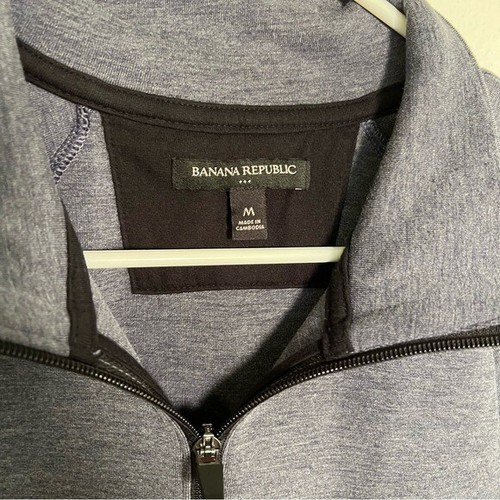 Banana Republic Men’s Size Medium Full Zip Jacket Heathered Navy Blue Stretch - Picture 8 of 13