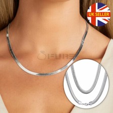 925 Sterling Silver Filled Flat Herringbone Snake Chain Necklace 16-24 inch Long
