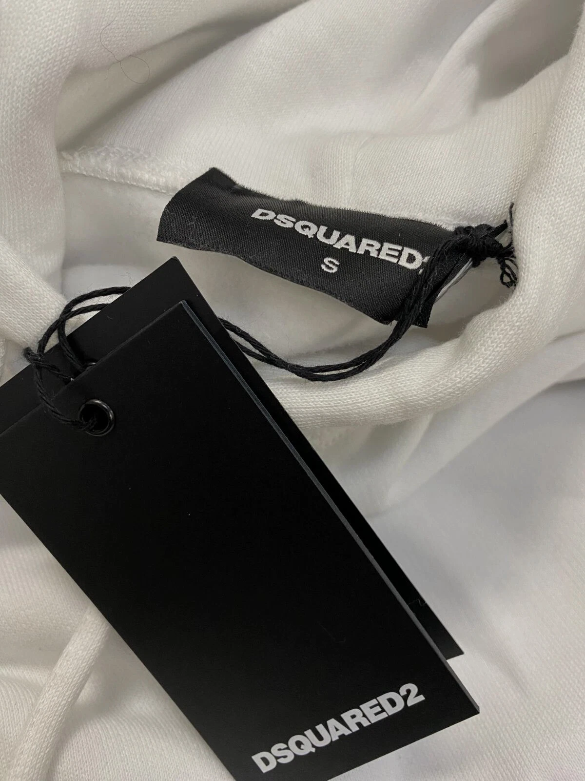 Felpa con cappuccio pullover uomo Dsquared2 bianca tinta unita D2 cool fit logo taglia small