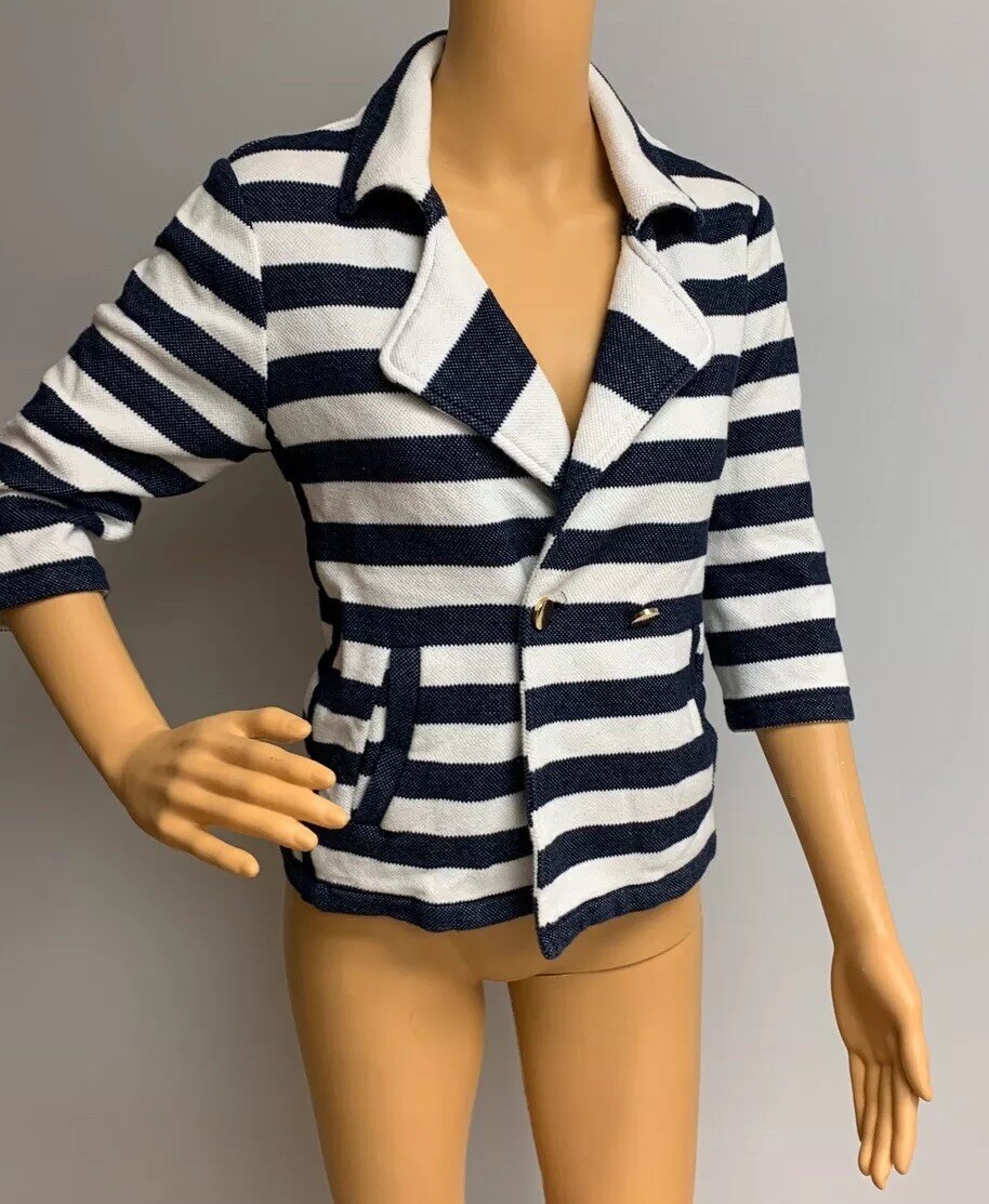 Zenergy By Chico Striped Blazer 1 Soft Blue White Striped Nautical