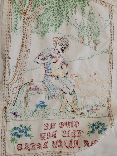 Bible Verse Embroidery Dresser Scarf Vintage Set Of 2 10"x10"/ 12"x18" See Photo - Picture 21 of 21