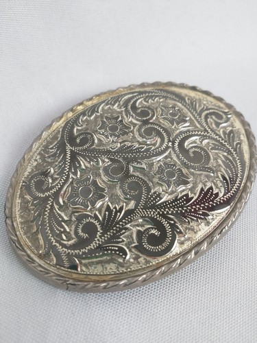 Boucle de ceinture, motif floral argent/noir, W USA - Photo 6/6