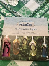 1 Set FLIP FLOP 10 String Lights Luau Pool Party Decor Beach Hawaiian RV Strand