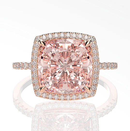 Cushion cut morganite rose gold ring deals
