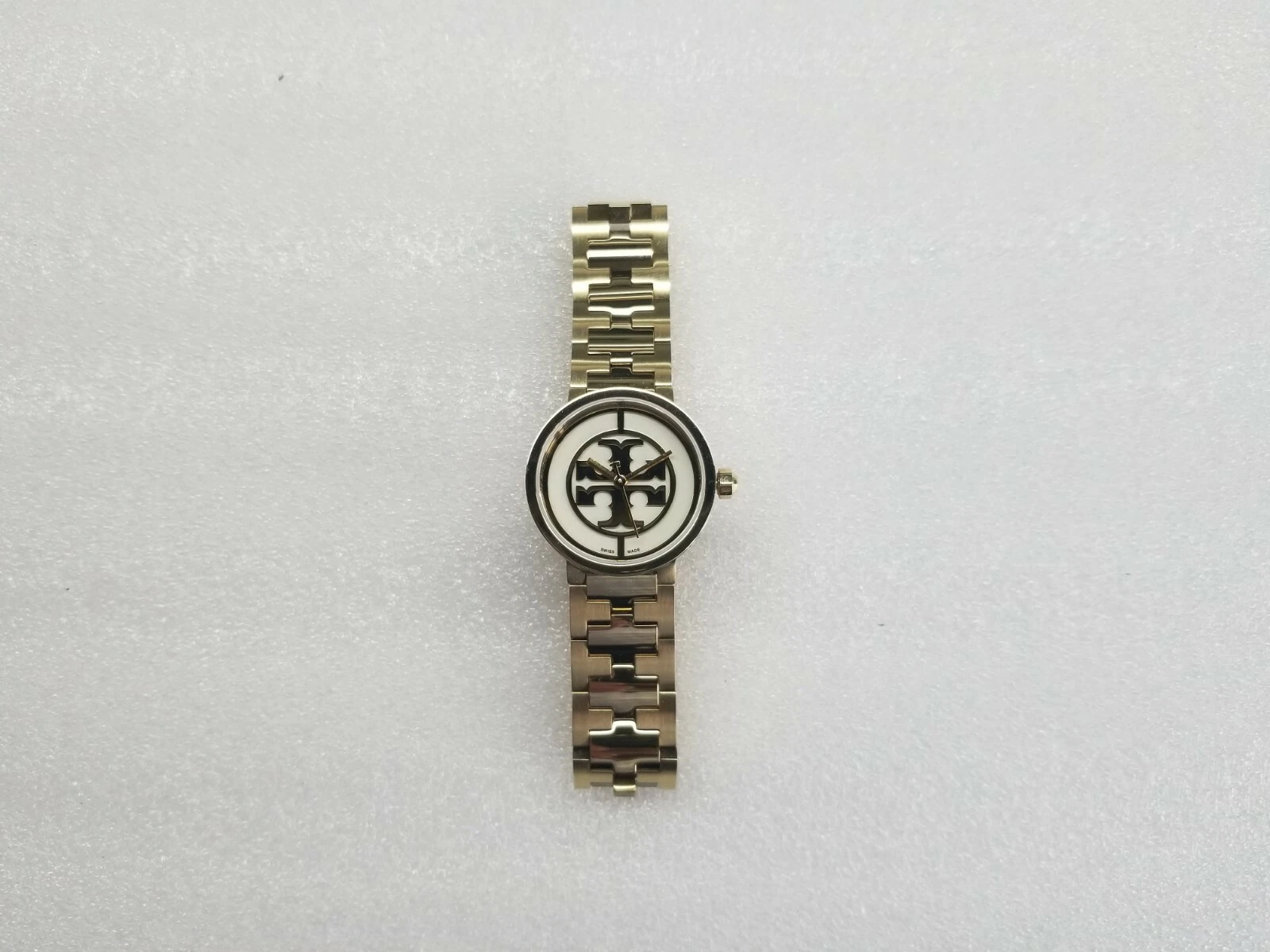OROLOGIO DONNA TORY BURCH REVA QUADRANTE AVORIO TONO ORO ST. ACCIAIO TRB4011 NUOVO DISPLAY