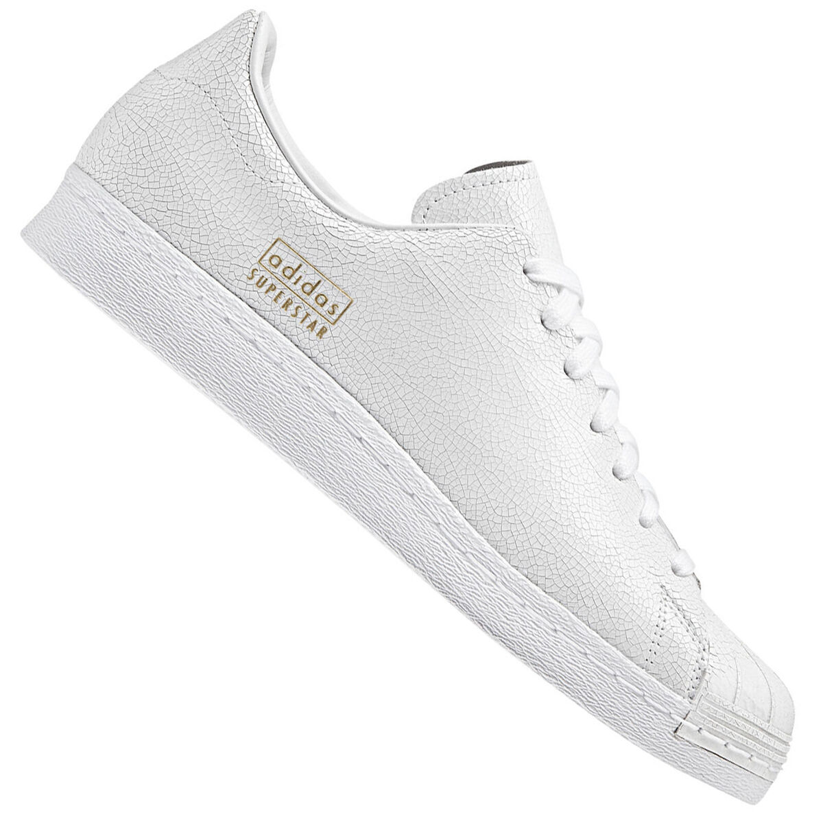 adidas Superstar Cracked Leather Sneakers Shoes AQ1022 White | eBay