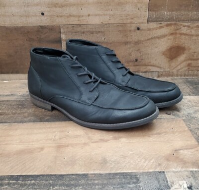 Perry Ellis  Black Chukka Boot Shoes Size 9 Men\'s Perry Ellis America Chase Black Faux Leather Lace-Up Chukka  main image 2