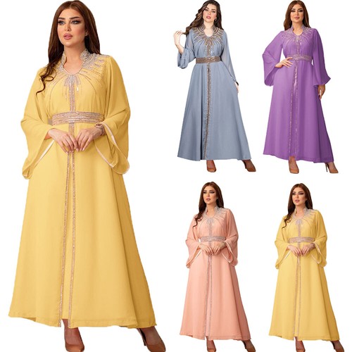 Dubai Women Muslim Long Robe Abaya Maxi Dress Cocktail Party Dresses Kaftan Gown - Picture 24 of 62