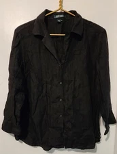 Ralph Lauren Women's 100% Linen Blk Top XL