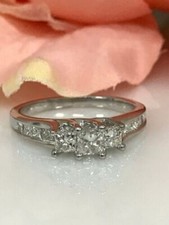 1.20 Ctw White Princess Cut CZ Three Stone Wedding Ring In 925 Sterling Silver