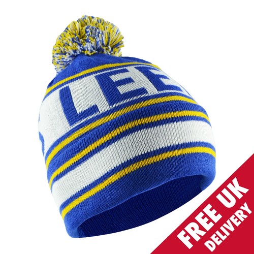 Leeds Bobble Hat Blue, Yellow \u0026 White 