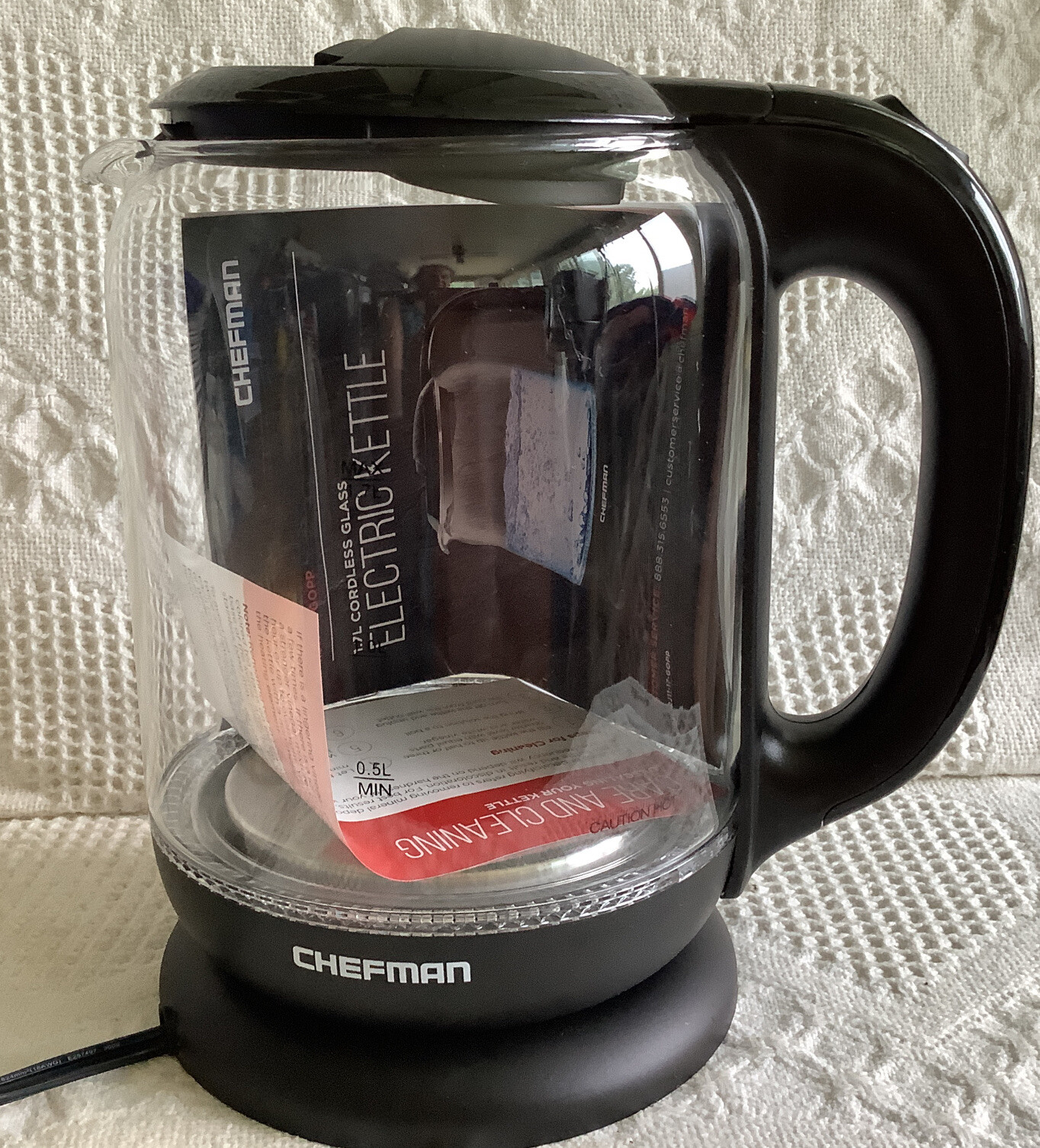 Chefman 1.7 Liter Electric Glass Tea Kettle, Fast Hot Water Boiler, One  Touch Op | eBay