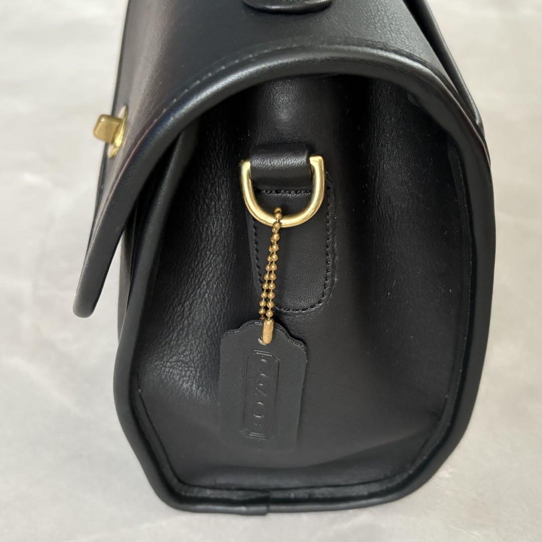 バッグ coach leather 2way hand bag vintage Vintage Old Coach Black Leather 2Way Handbag No Shoulder