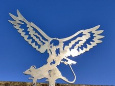 Hawk and Rat Fence Topper Garden Metal Art Ornament Exterior Yard Gate Sculpture